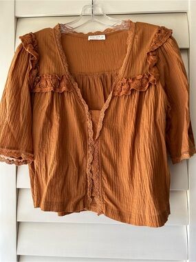 Miss Love Rust Ruffled Women's Top